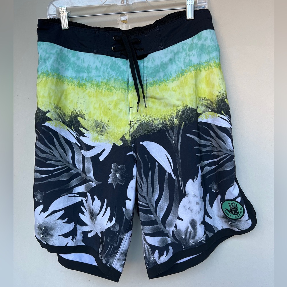 Body Glove Vapor Men's Swim Trunks Board Shorts Tropical Print Black